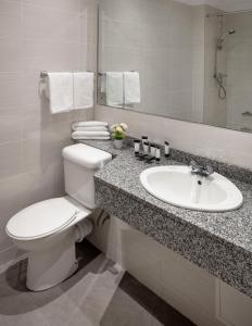 a bathroom with a toilet and a sink at Green Isle Hotel, Dublin in Clondalkin