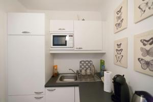 kuchnia ze zlewem i mikrofalówką w obiekcie Central living - Stephansdom Apartments w Wiedniu
