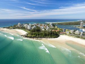 an aerial view of a beach and a city at Beach Lodge Unit 9 in Gold Coast