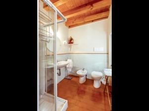a bathroom with a shower and a sink and a toilet at Belvilla by OYO Bilo Grande della Cascina in Salò