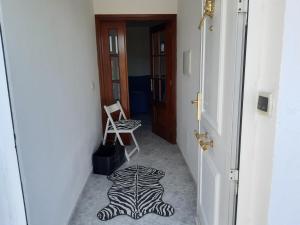 a zebra print rug on the floor in a hallway at Casa Montelouro in Muros