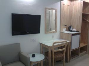 Kuchyň nebo kuchyňský kout v ubytování Hotel Desaria