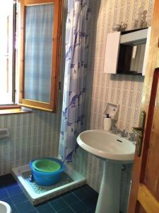 a bathroom with a sink and a bowl on a shelf at Appartamento di montagna sul Belvedere di Gambarie in Gambarie dʼAspromonte