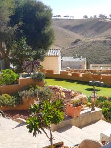 a garden with flowers and plants in a yard at Dead Sea - Village & SPA in Arad