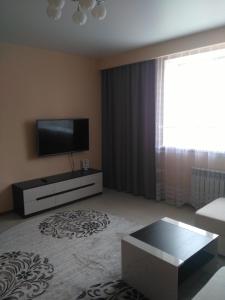 ノヴォシビルスクにあるSiberia Apartmentsのリビングルーム(薄型テレビ、ソファ付)