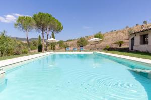 a large swimming pool with blue water in a yard at Villa Il Turchetto in Manciano