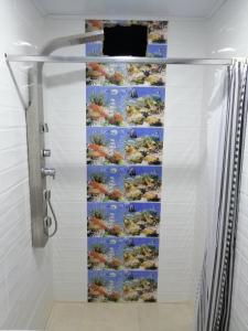 eine Dusche in einem Badezimmer mit Duschvorhang in der Unterkunft San San Andres Balcony View 4 by BBBSAI in Buenavista