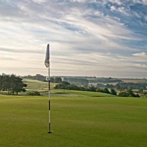 a golf course with a flag on the green at Tomelilla Golf Hotell in Tomelilla