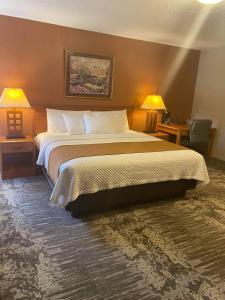 a hotel room with a large bed and two lamps at I M Hotel by Timberlake in Grand Rapids
