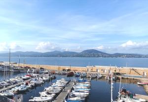 a bunch of boats docked in a harbor at Maison Bellevue in Saint-Tropez