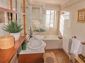 Un baño con lavabo, ducha y bañera. en IMEDA DÚPLEX El MADROÑO, en Sierra Nevada 9 fotos más