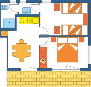 einem Grundriss eines Gebäudes mit Ziegelwand in der Unterkunft Apartments in Peschiera del Garda 22099 in Peschiera del Garda