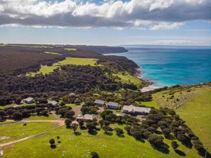 an aerial view of a house and the ocean at Sea Dragon Kangaroo Island in Penneshaw