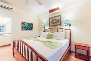 1 dormitorio con 1 cama en una habitación en Beachside Villas Gold Standard Certified en Placencia Village