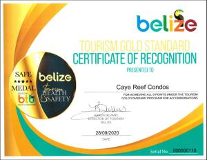 a package of beez fusion gold standard certificate of recognition at Caye Reef Condos in Caye Caulker