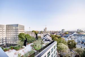Uma visão geral de Frankfurt ou uma vista da cidade tirada do hotel
