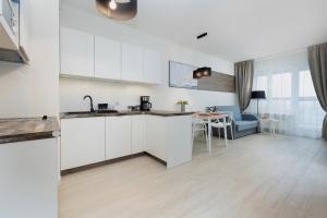 Kuchyňa alebo kuchynka v ubytovaní Apartamenty Aquamarina Onyx by Noclegi Renters