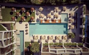 an aerial view of a resort with a swimming pool at Contessina Hotel in Tsilivi
