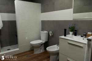 un baño con inodoro y lavabo en UrbanLux Feria, en Albacete 7 fotos más