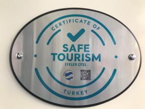 Certifikát, hodnocení, plakát nebo jiný dokument vystavený v ubytování Efeler Hotel