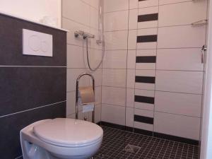 a bathroom with a toilet and a shower at Ferienwohnung Ellen in Ehrenberg +21 photos