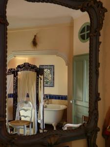 a bathroom with a tub and a sink in a mirror at Lou Amourie in Roussillon
