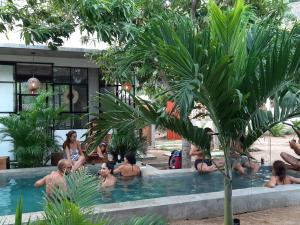 a group of people sitting in a swimming pool at Soiree in Zipolite