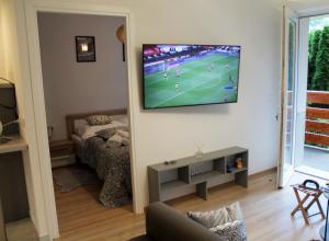 Televízia a/alebo spoločenská miestnosť v ubytovaní Apartament Perełka Przy Krupówkach