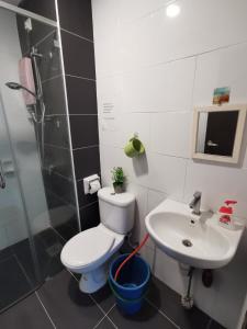 a bathroom with a toilet and a sink at Cozy Ipoh Homestay in Ipoh