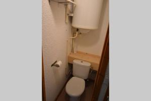 a small bathroom with a toilet in a room at Les Cimes, Chaleureux studio 4 pers, 50m du télécabine, vue dégagée sur les pistes, DRAPS NON COMPRIS in Saint-Jean-dʼAulps
