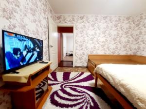 クロプィウヌィーツィクィイにあるШевченко 2のベッドルーム(ベッド1台、デスク、テレビ付)