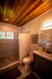 y baño con aseo, bañera y lavamanos. en Fantastic Penthouse at Sunset Serenade Suites, en Enighed