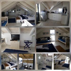 a collage of four pictures of a room at The Loft on Malmok in Paternoster