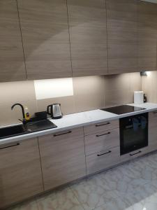 Η κουζίνα ή μικρή κουζίνα στο Szmaragdowy Apartament