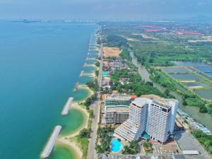 an aerial view of the shoreline of a resort at PMY Beach Resort in Rayong