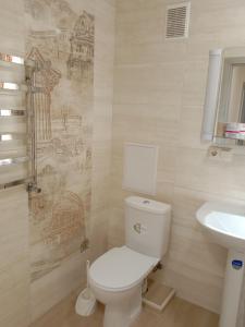 uma casa de banho com um WC e um lavatório em Однокімнатна 105 em Khmelʼnytsʼkyy