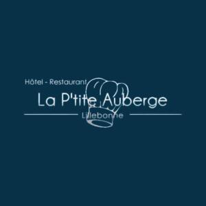 logo pour un restaurant à fond bleu dans l'établissement Hôtel-Restaurant La P'tite Auberge, à Lillebonne