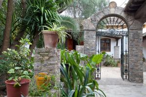 una entrada a una casa con plantas y una puerta en Hostal El Cortijo, en Algodonales