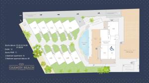einen Plan des Gartenstrandcampus in der Unterkunft Alidreams Carmen Beach Apartamentos in El Campello