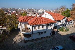 an overhead view of a house with an orange roof at Hikers Hostel in Plovdiv