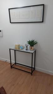 a table with a plant on it in a room at Belvedere Suites in Belvedere