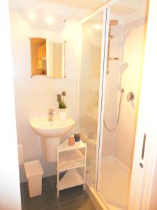 a bathroom with a shower and a sink at Twins Apartments in Bari