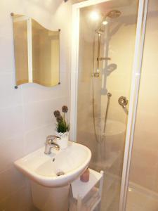a bathroom with a sink and a shower at Twins Apartments in Bari