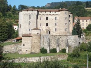 um grande edifício de pedra no topo de uma colina em Château des Marcilly Talaru em Chalmazel