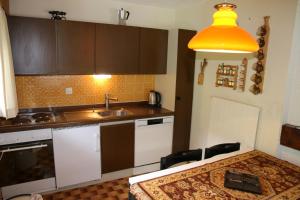 eine Küche mit einer Spüle und einer Arbeitsplatte in der Unterkunft Diablerets SKI LIFT & MOUNTAIN apartments in Veysonnaz