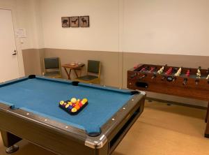 a room with a pool table and a billiardenge at Hällefors Vandrarhem-Hostel & Kanotcenter in Hällefors