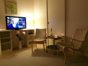 TV a/nebo společenská místnost v ubytování Vigen ferielejligheder