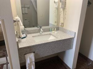 a bathroom counter with a sink and a mirror at Quality Inn in North Platte