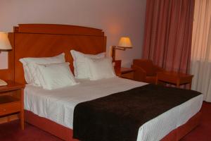 a hotel room with a large bed with white pillows at Hotel Regua Douro in Peso da Régua