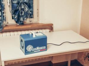 a blue box sitting on top of a table at Affittacamere Torresi in Ancona